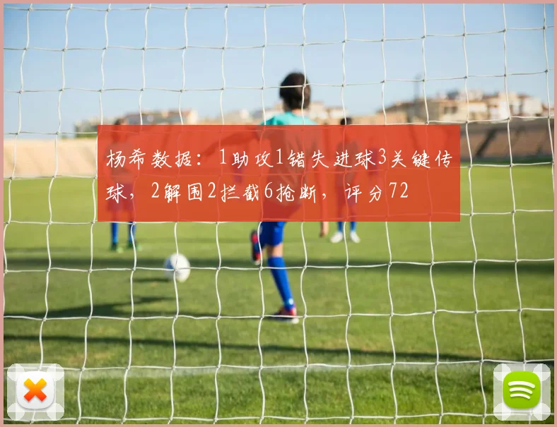 杨希数据：1助攻1错失进球3关键传球，2解围2拦截6抢断，评分72